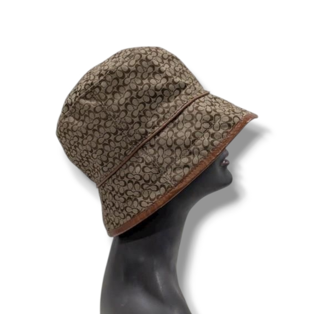 Coach Brown Signature Mini C Jacquard Monogram Bucket Hat Medium Large